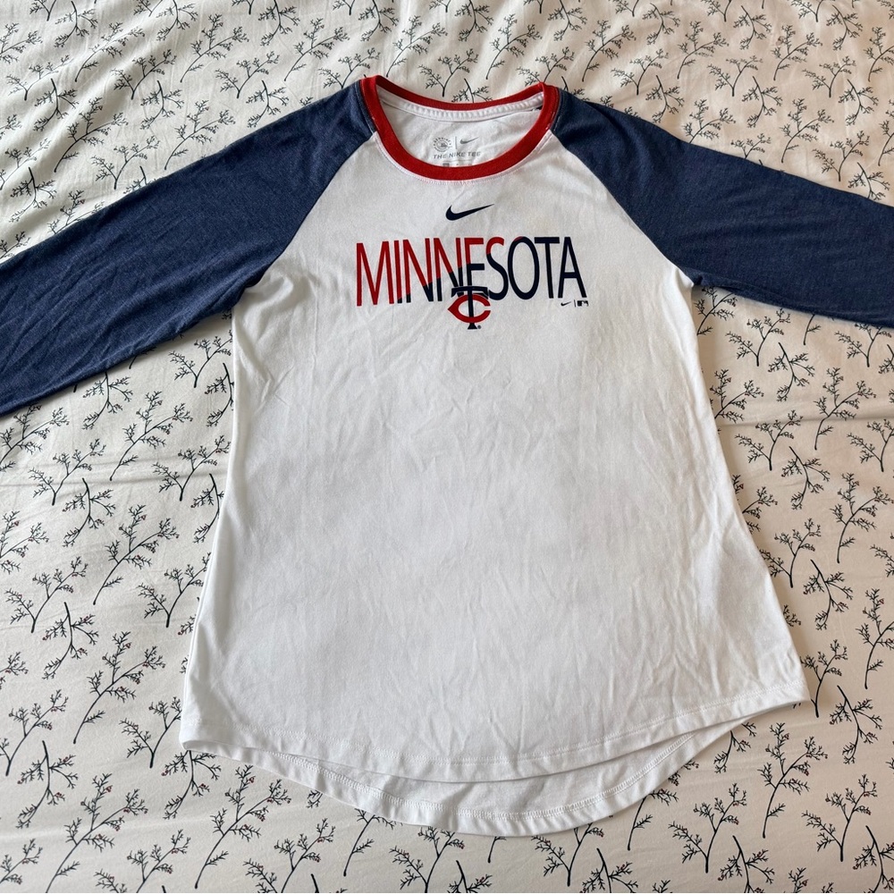 Nike Women's Minnesota Long Sleeve Tee - White and Navy